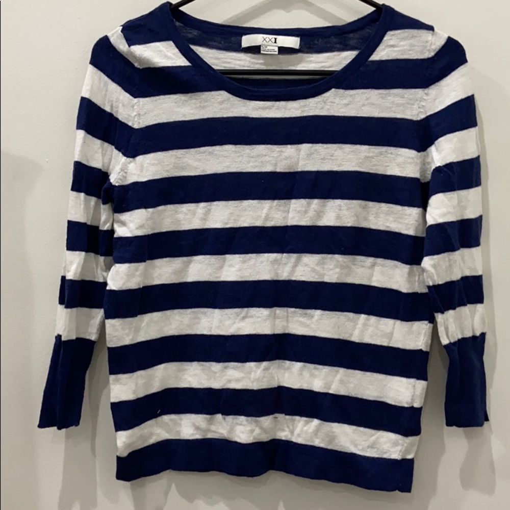 3 quarter length striped tee